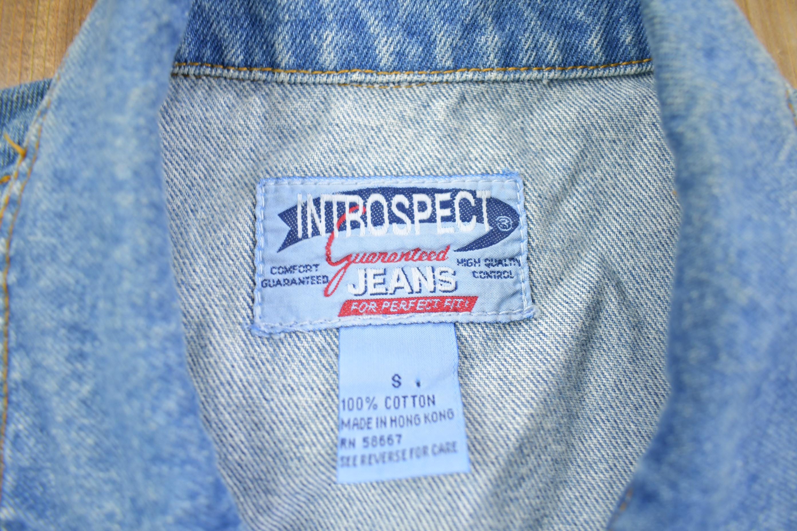 Vintage 1990s Introspect Jeans Denim Vest Made In USA