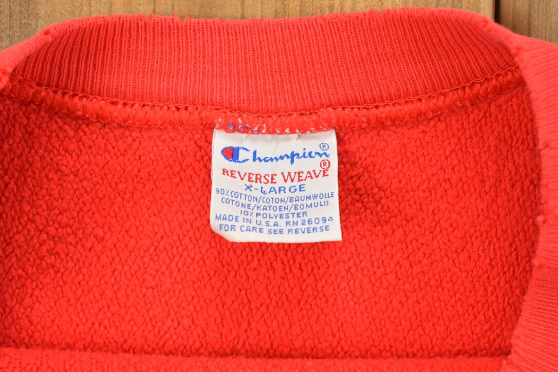 Vintage 1990s Blank Red Champion Reverse Weave Crewneck