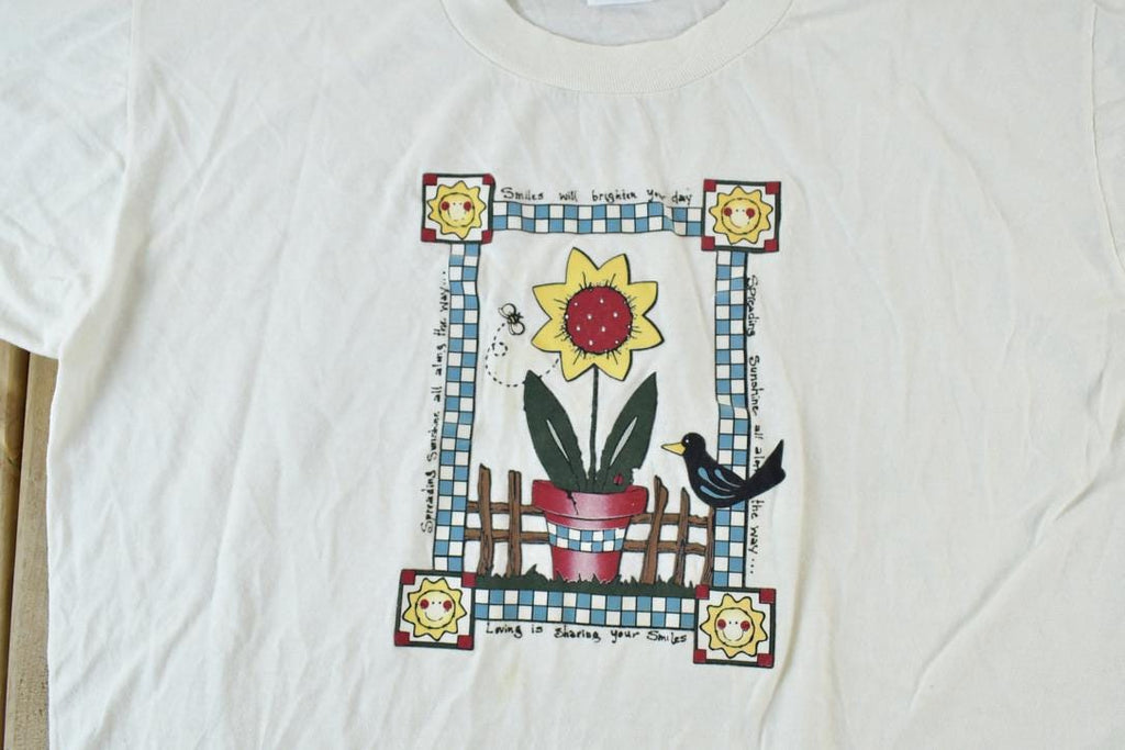 Vintage 1990s Windowsill Art Flower Single Stitch T-Shirt
