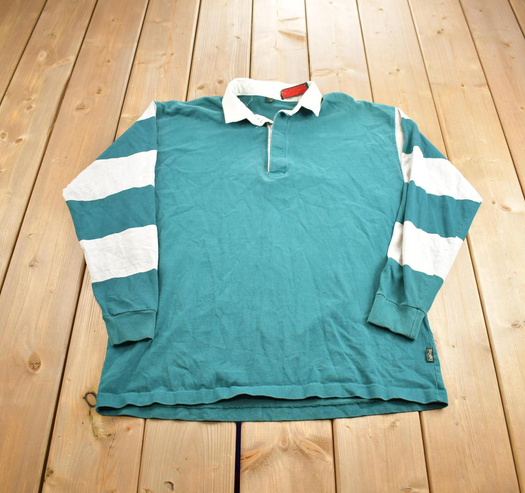 Vintage 1990s Cross Creek Striped Rugby Button Up Shirt Made In USA