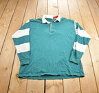 Vintage 1990s Cross Creek Striped Rugby Button Up Shirt Made In USA
