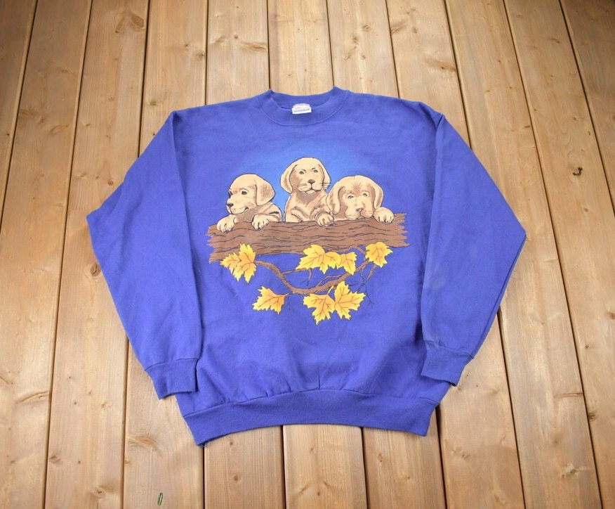 Vintage 1990s Hanes Cute Puppy Crewneck Sweater