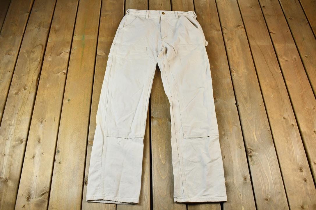 Vintage 1990s White Carhartt Dungaree Work Pants Size 40 x 29