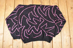 Vintage 1990s Shenanigan Floral Abstract Knit Crewneck Sweater Women's L