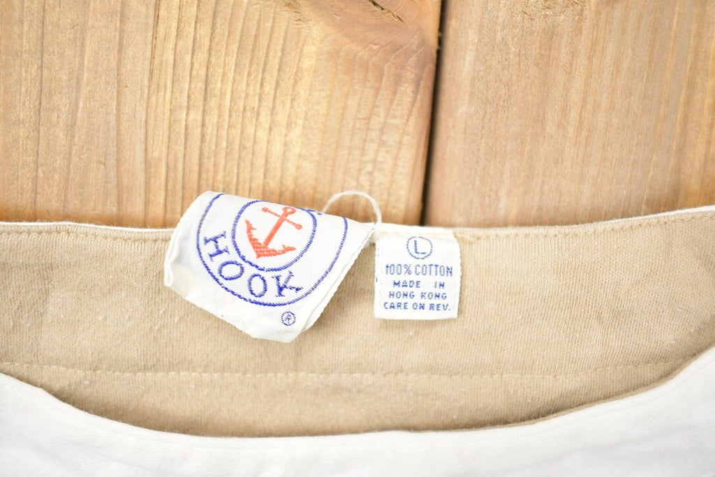 Vintage 1990s Hook French Sleeve Beige T-Shirt
