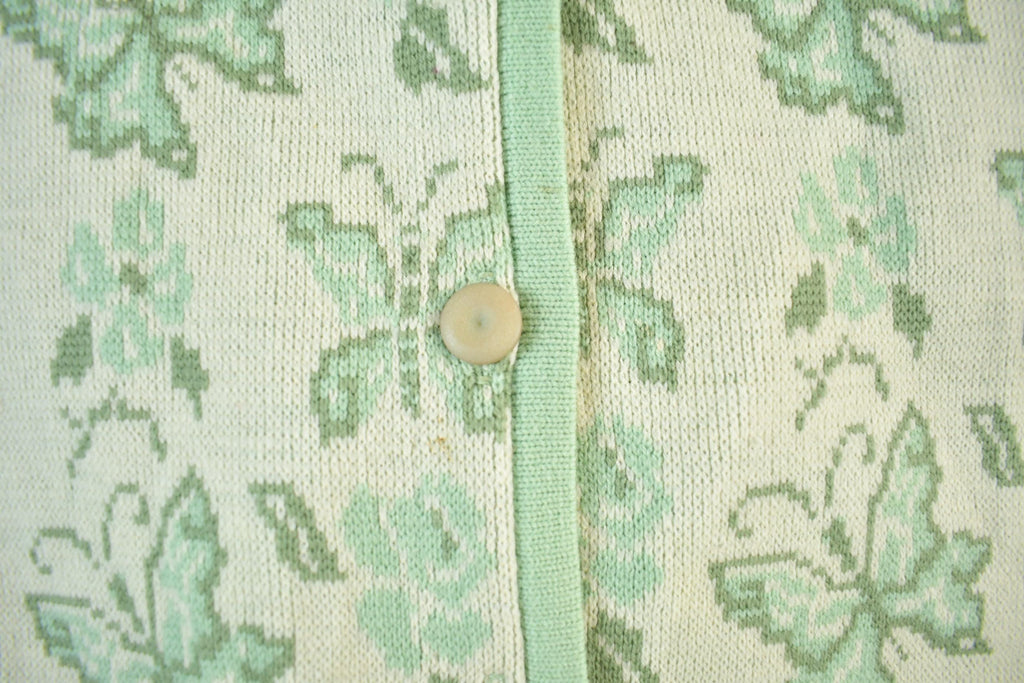 Vintage 1970s Butterfly Knit Cardigan Sweater Women's XS