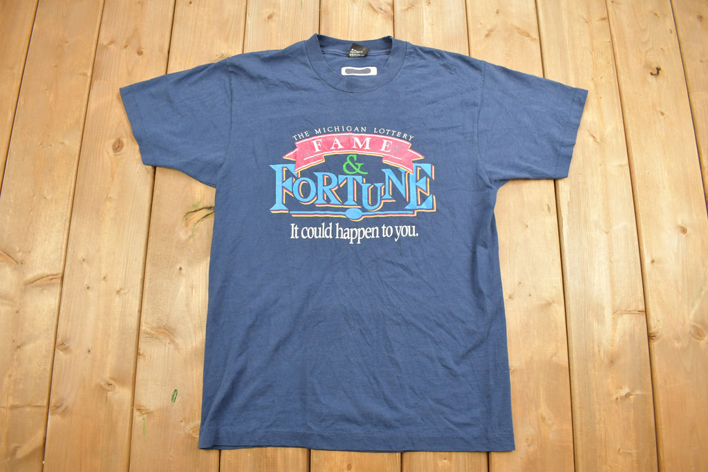 Vintage 1990s Michigan Fame & Fortune Lottery Graphic T Shirt