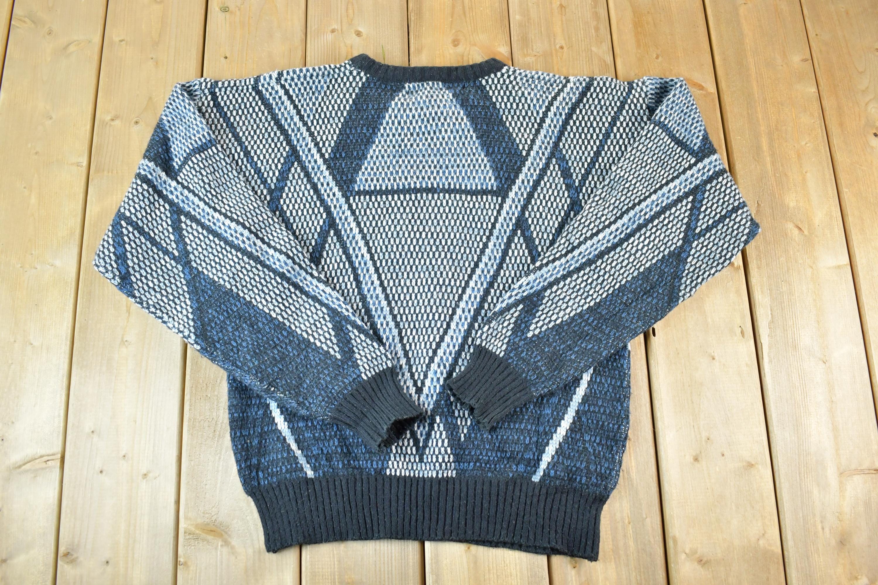Vintage 1990s Barnaby Knit Abstract Pattern Crewneck Sweater