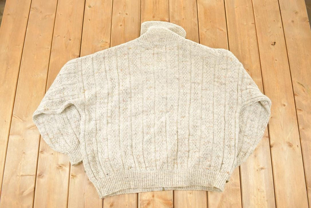 Vintage 1990s Pendleton Wool Cable Knit Zip Up Crewneck Sweater Men's XXL