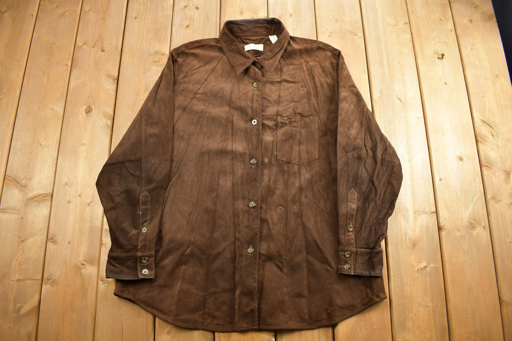 Vintage 1980s Lord and Taylor 100% Leather Button Up Shirt