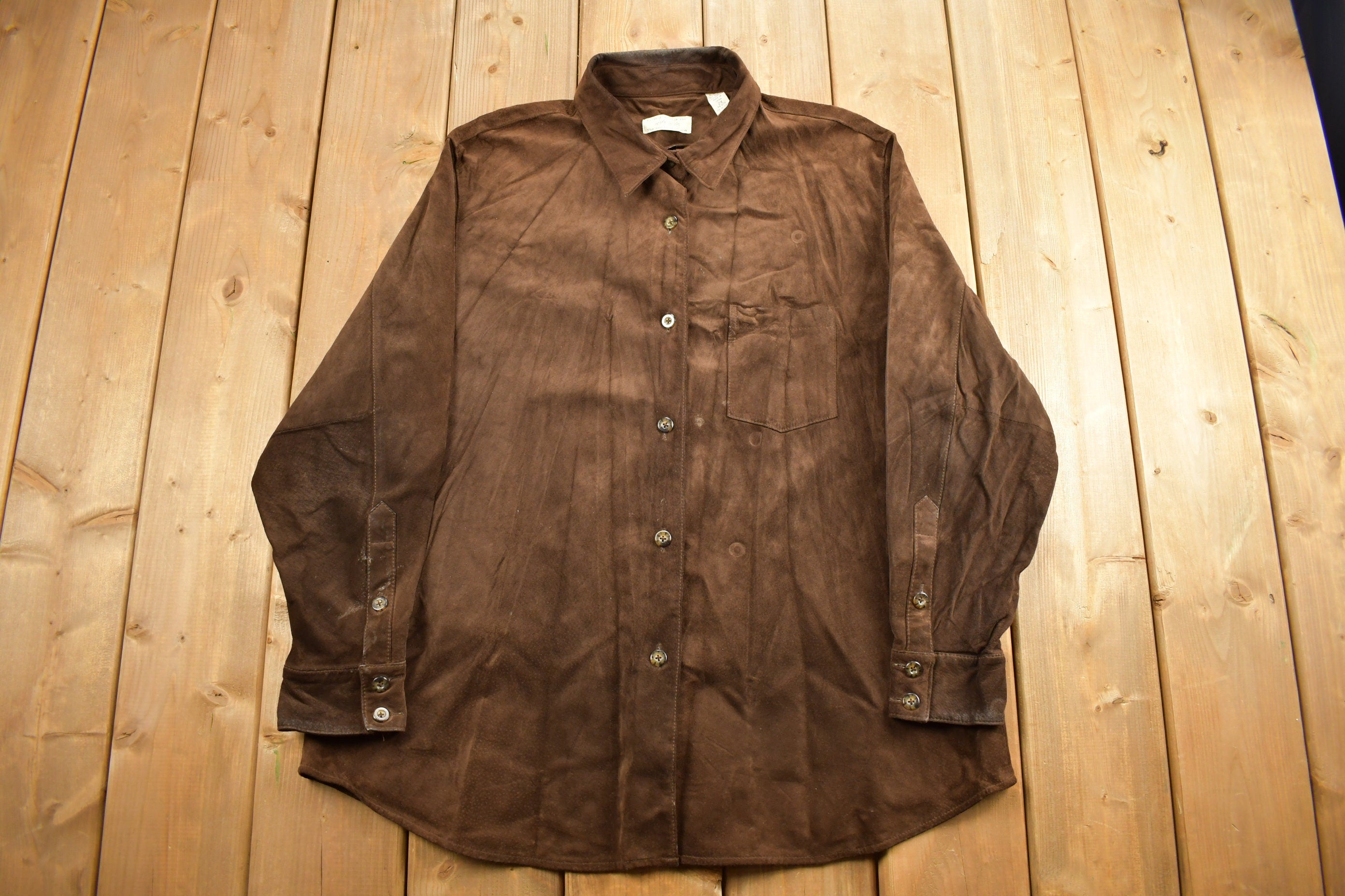Vintage 1980s Lord and Taylor 100% Leather Button Up Shirt