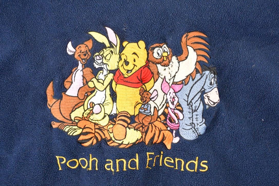 Vintage 1990s Winnie The Pooh And Friends Embroidered Fleece Disney Crewneck Sweater Men's XL
