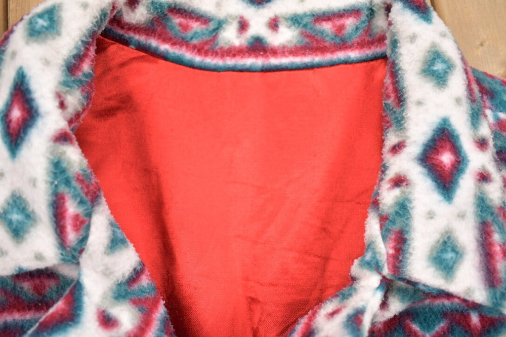 Vintage 1990s Abstract Button Up Fleece Sweater