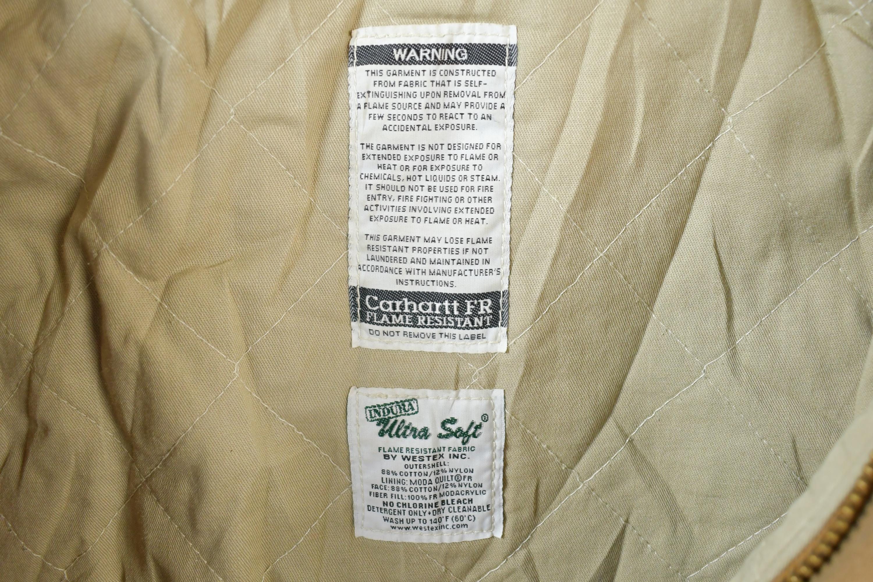 Vintage 1990s Distressed Carhartt Flame Resistant Blanket Lined Jacket Made In USA