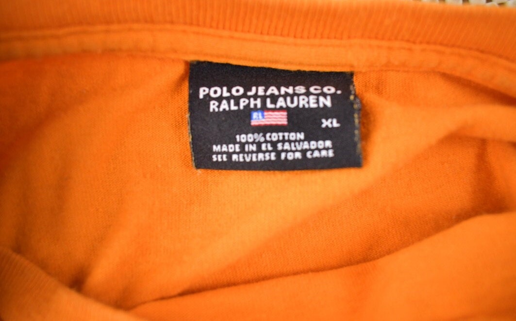 Vintage 1990s Ralph Lauren Polo Jeans Long T Shirt Made In Canada Size XL