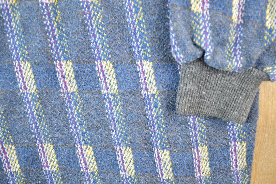 Vintage 90s Abstract Knit Collared Sweater - Mens XL