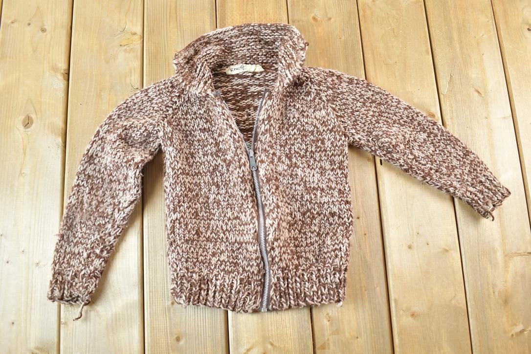Vintage 1960s Youth Hand Knit Wool Mouse Sweater 4T