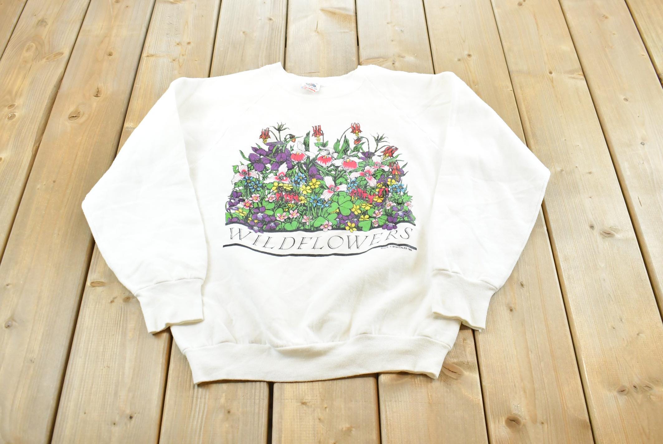 Vintage 1989 Nature Print Wildflowers Sweatshirt Mens