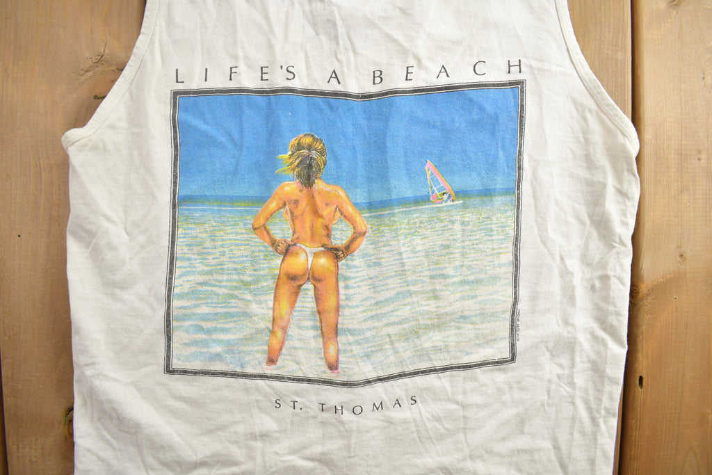 Vintage 1990s Life's A Beach Travel Tank Top