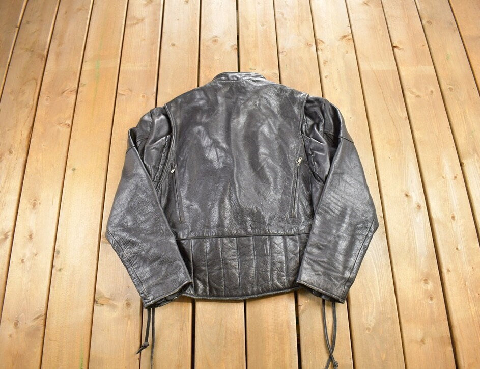 Vintage 1990s Cruiser By Sofari Cafe Racer Black Leather Jacket