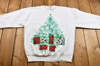 Vintage Christmas Sweater , 90s Holiday Crewneck , Made in USA , Winter Wear , Festive Christmas Tree Print
