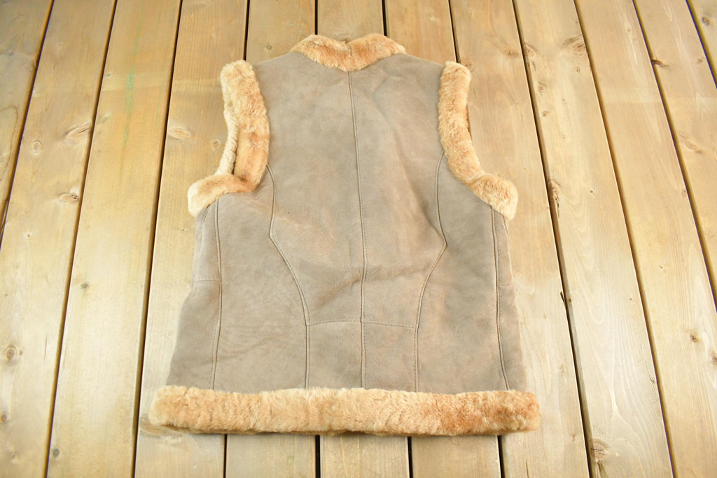 Vintage 1980s Fibok Shearling Fur Coat Vest Women's L