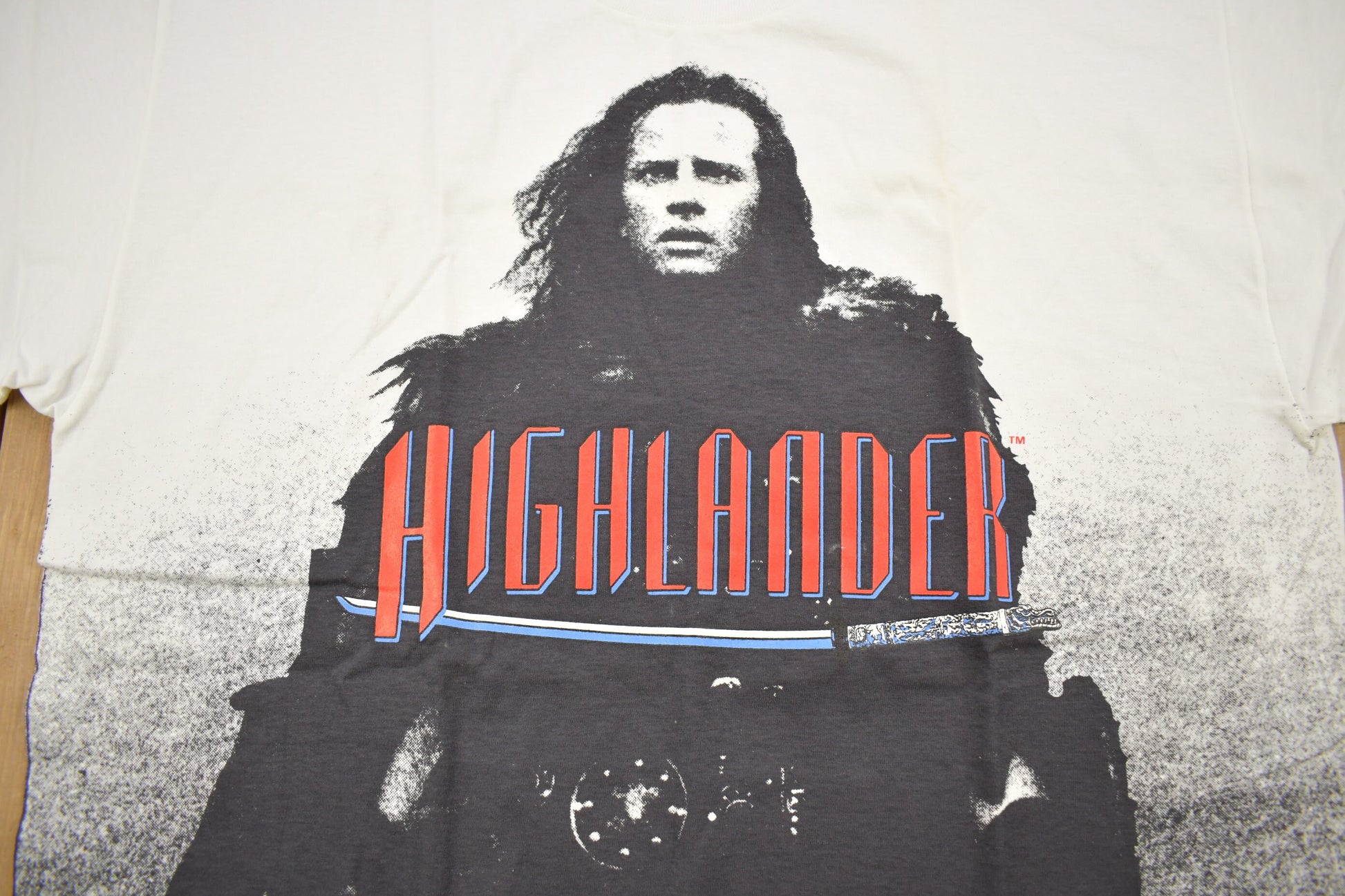 Vintage 1990s Highlander All Over Print Movie Promo T-shirt