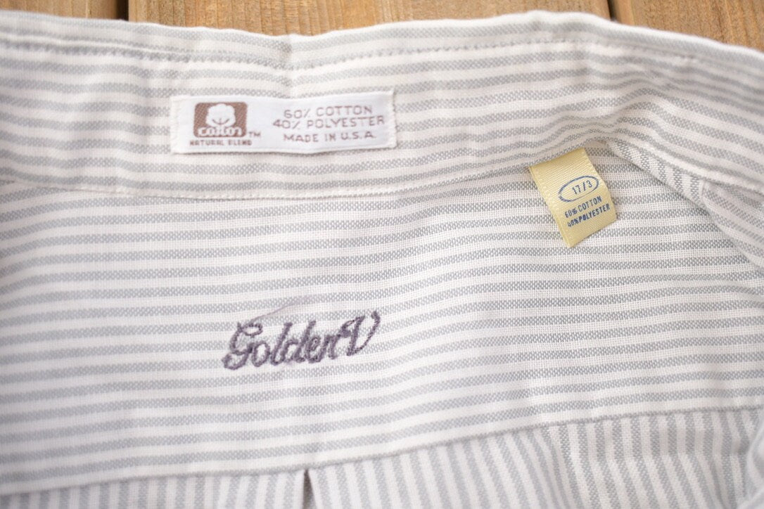 Vintage 1990s Golden V Vertical Striped Button Up Shirt