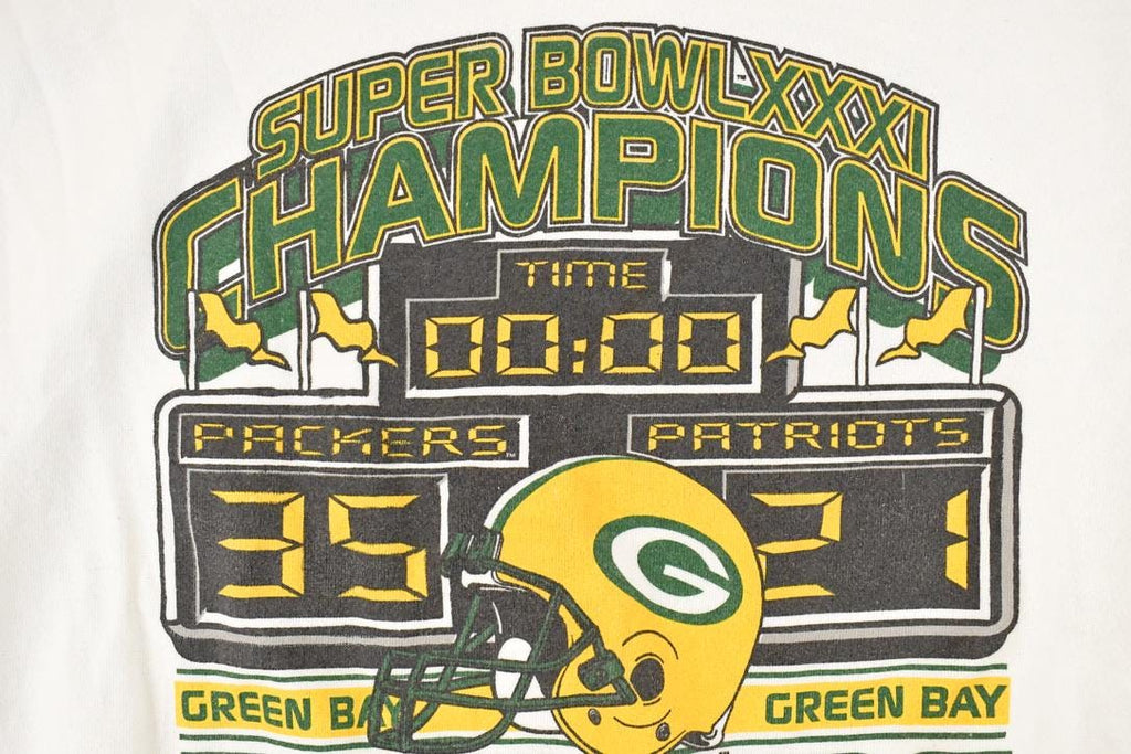 Vintage 1997 Green Bay Packers Super Bowl Champions Graphic Print NFL Football Crewneck Sweatshirt Men's L