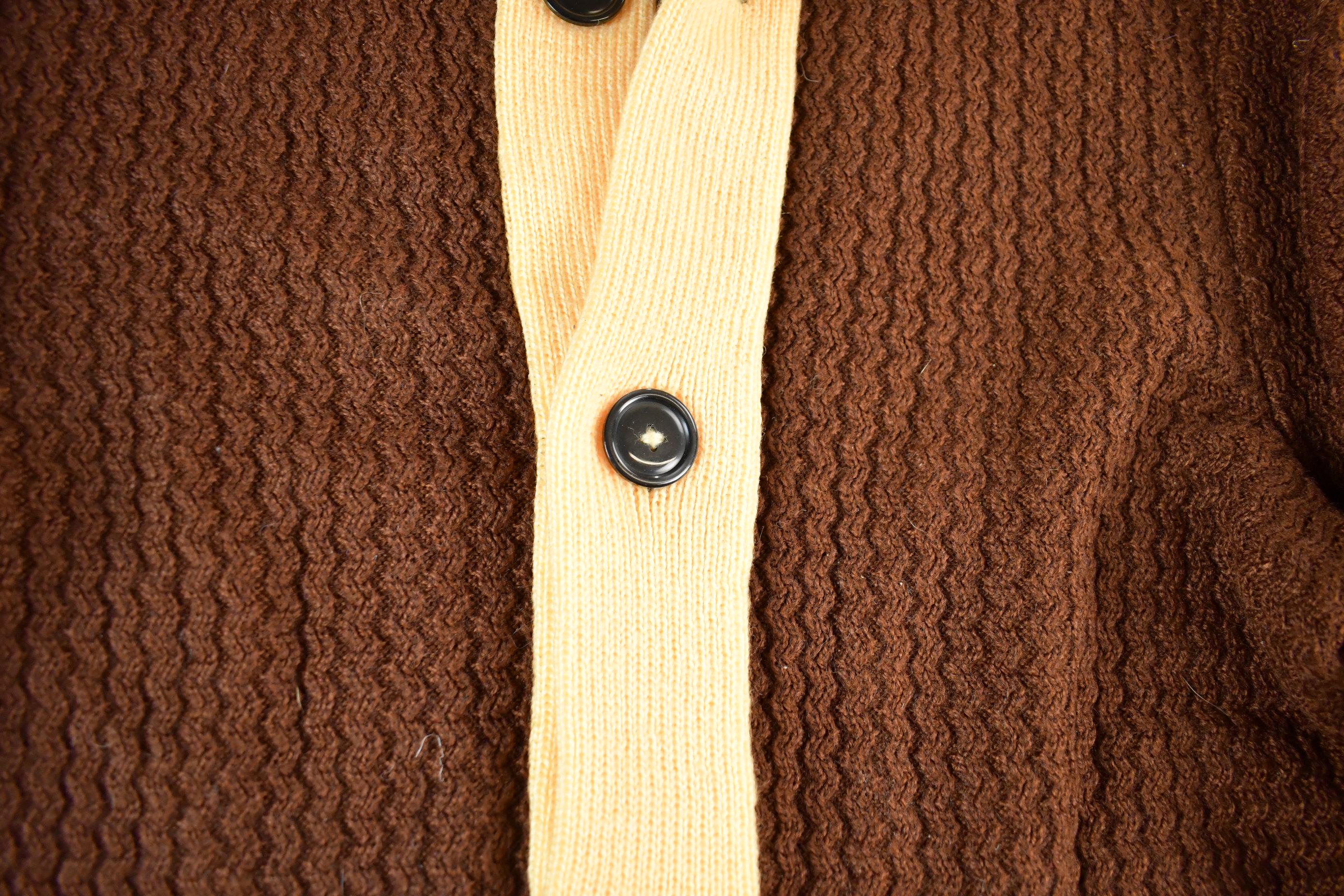 Vintage 1960s Knit Full Length Hooded Long Coat Men's Medium