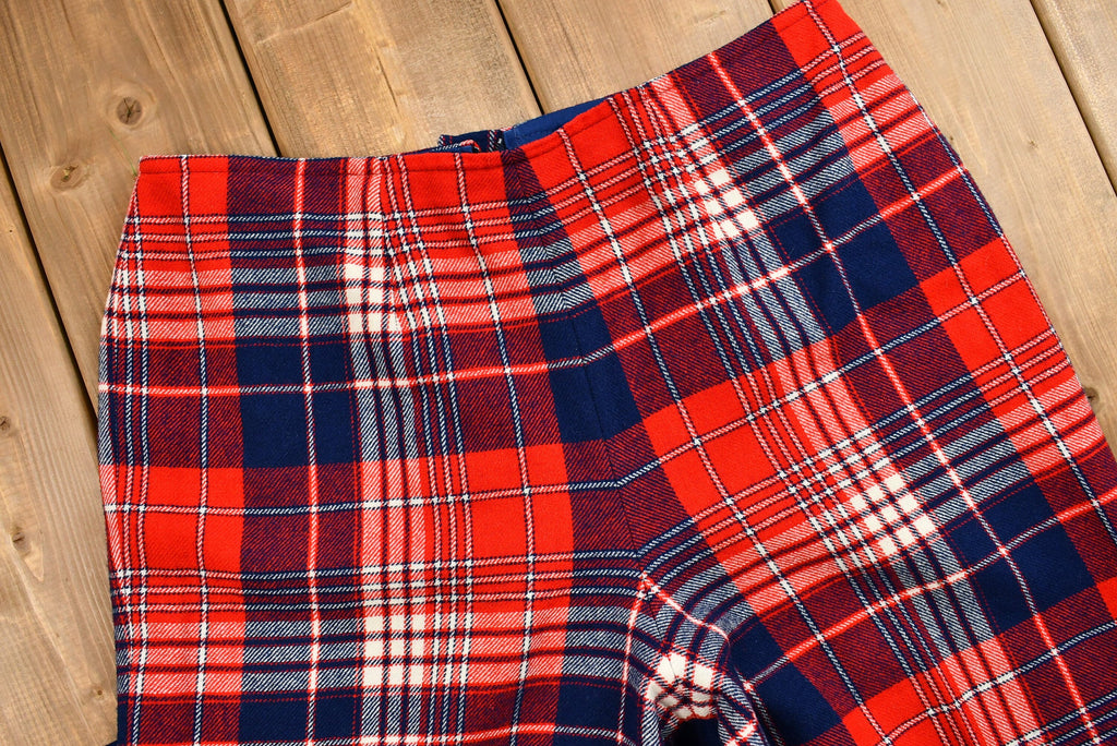 Vintage 1960s Distressed Pendleton Wool Plaid Flare Pants