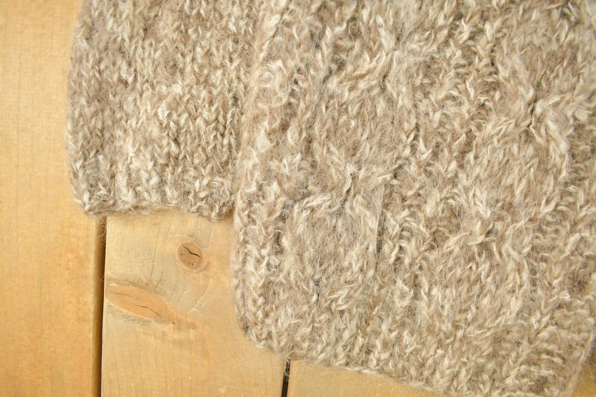 Vintage 1960s Montgomery Ward Hand Knit Mohair Wool Cardigan Sweater Women's S