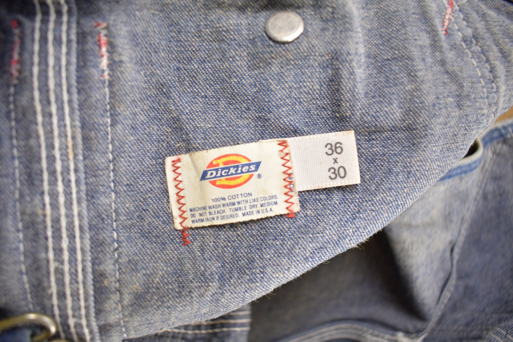 Vintage 1980s Dickies Denim Jean Overalls Size 36 x 29