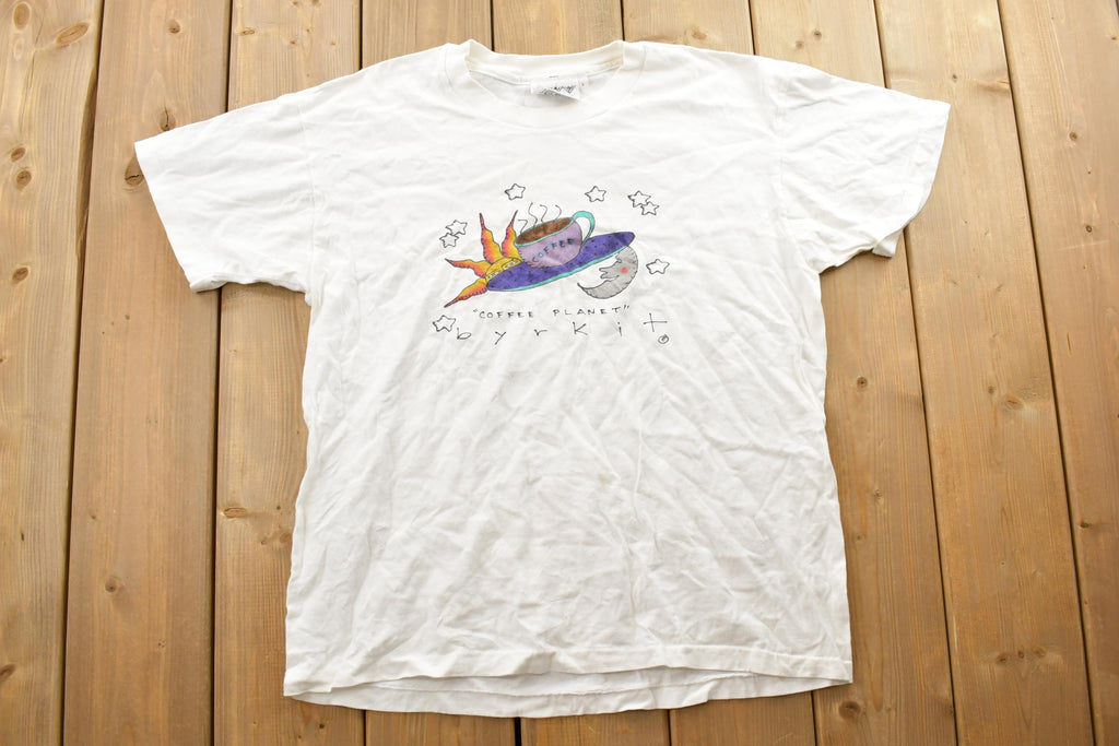 Vintage 1990s Coffee Planet Byrkit Morning Souvenir T-Shirt