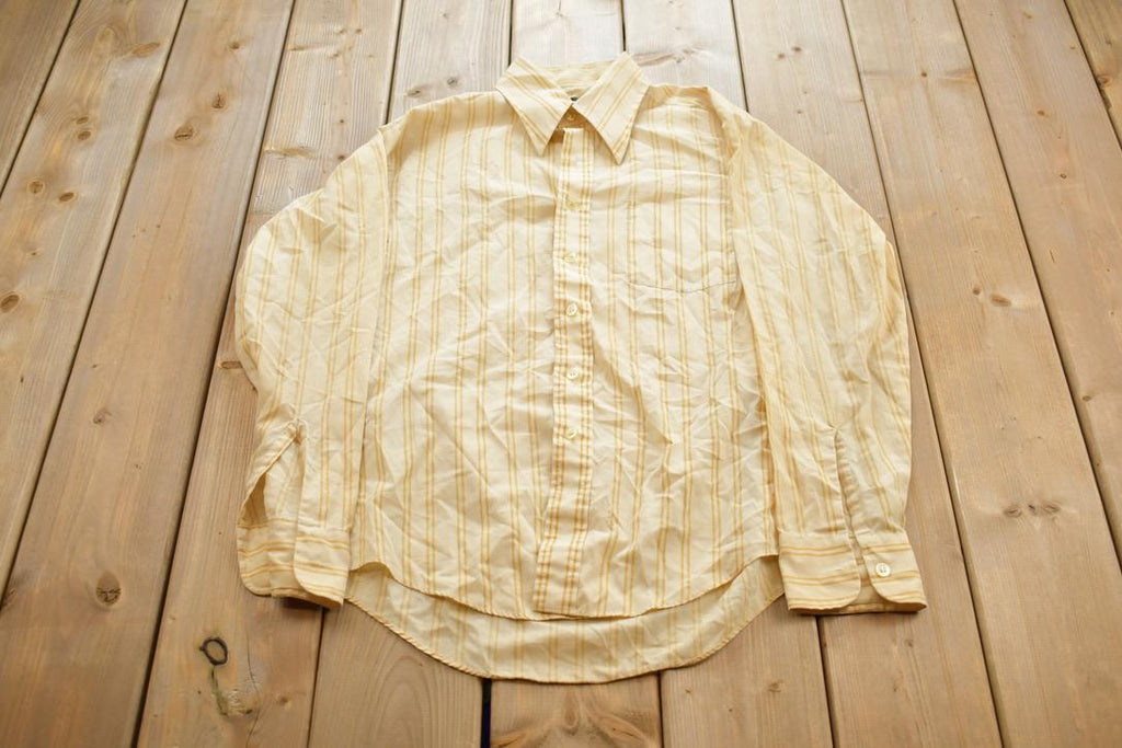 Vintage 1980s Studio One By Campus Striped Formal Casual Button Up Shirt
