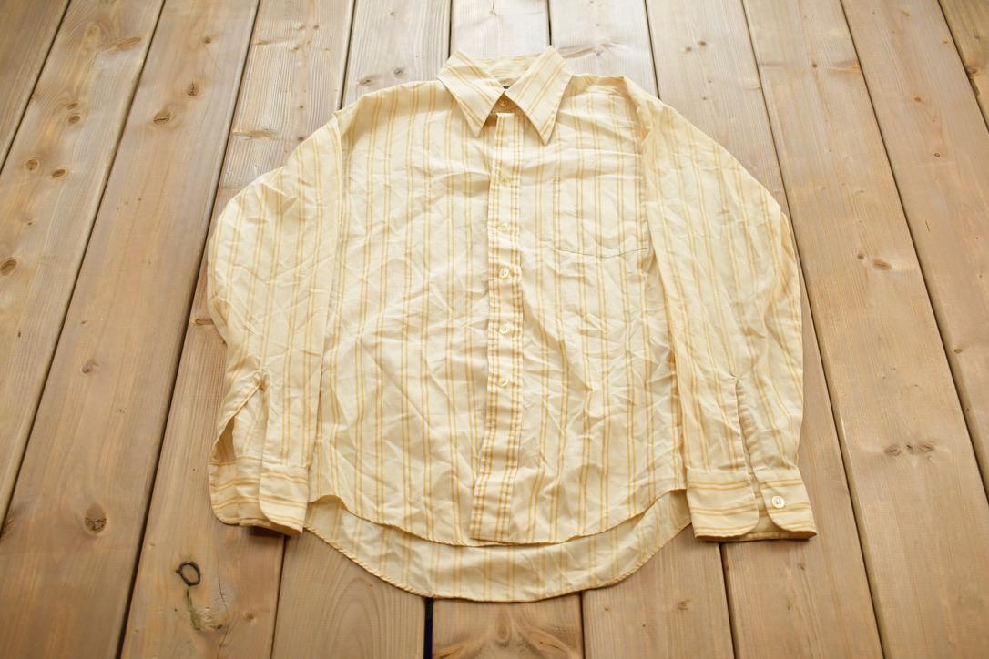 Vintage 1980s Studio One By Campus Striped Formal Casual Button Up Shirt