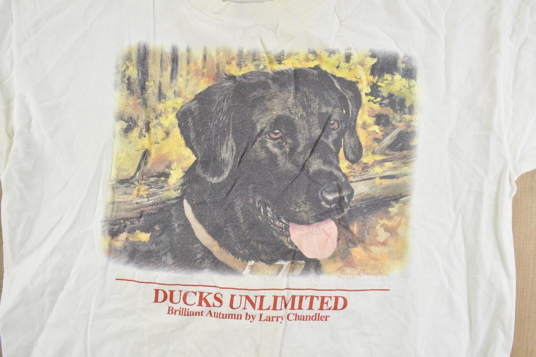 Vintage 1990s Ducks Unlimited Dog Theme Graphic T-Shirt  Made In USA  Single Stitch  Streetwear  Nature T-Shirt  Outdoorsman