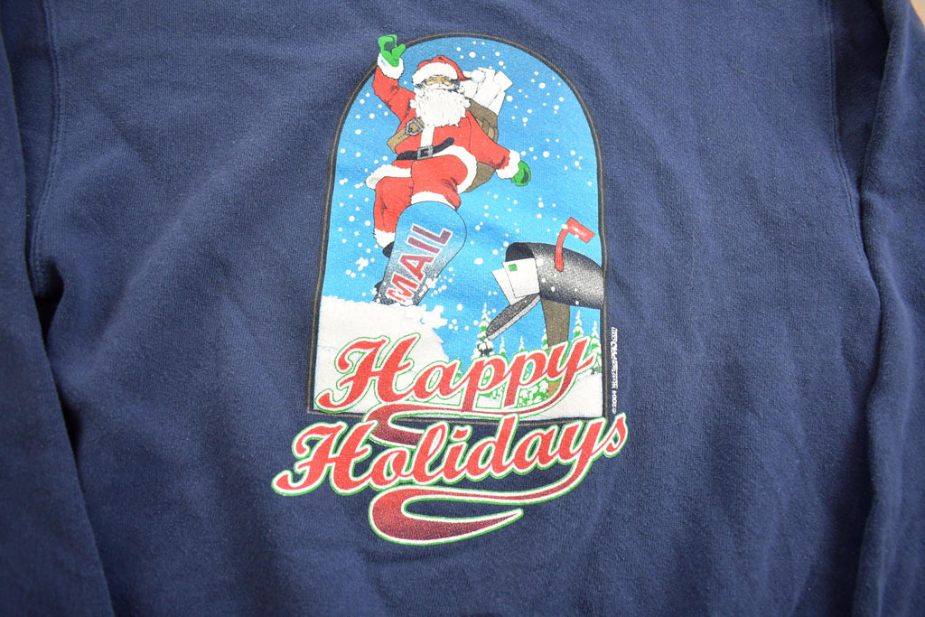 Vintage 1990s Happy Holidays Christmas Lee Heavyweight Crewneck Sweatshirt Made In USA
