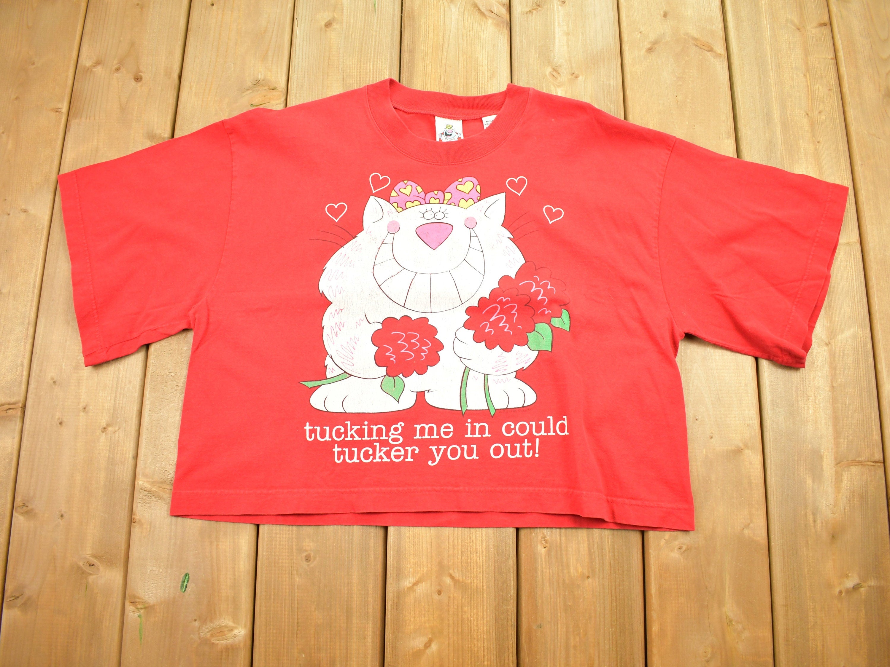 Vintage 1994 Tucking Me In Could Tucker You Out Cropped Single Stitch T-Shirt