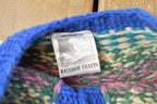 Vintage 1980s Rainbow Crafts Wool Hand Knit Cardigan Sweater Women's L