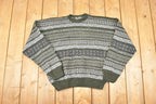Vintage 1990s David Taylor Abstract Striped Knit Crewneck Sweater Men's L