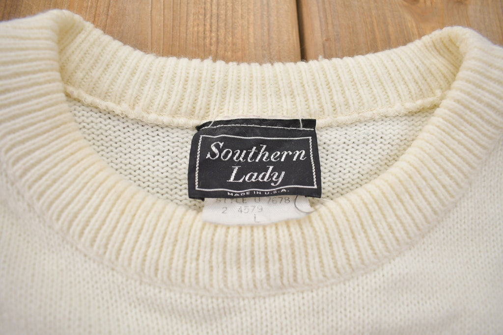Vintage 1990s Southern Lady Flowers Tuba Knitted Sweater