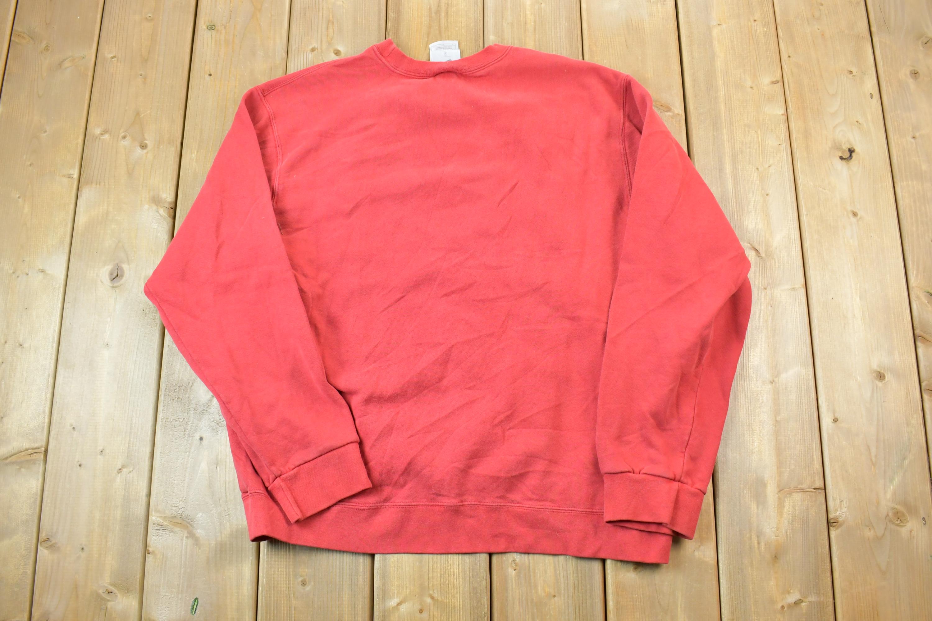 Vintage 1990s Red Nike Embroidered Mini Swoosh Crewneck Sweatshirt