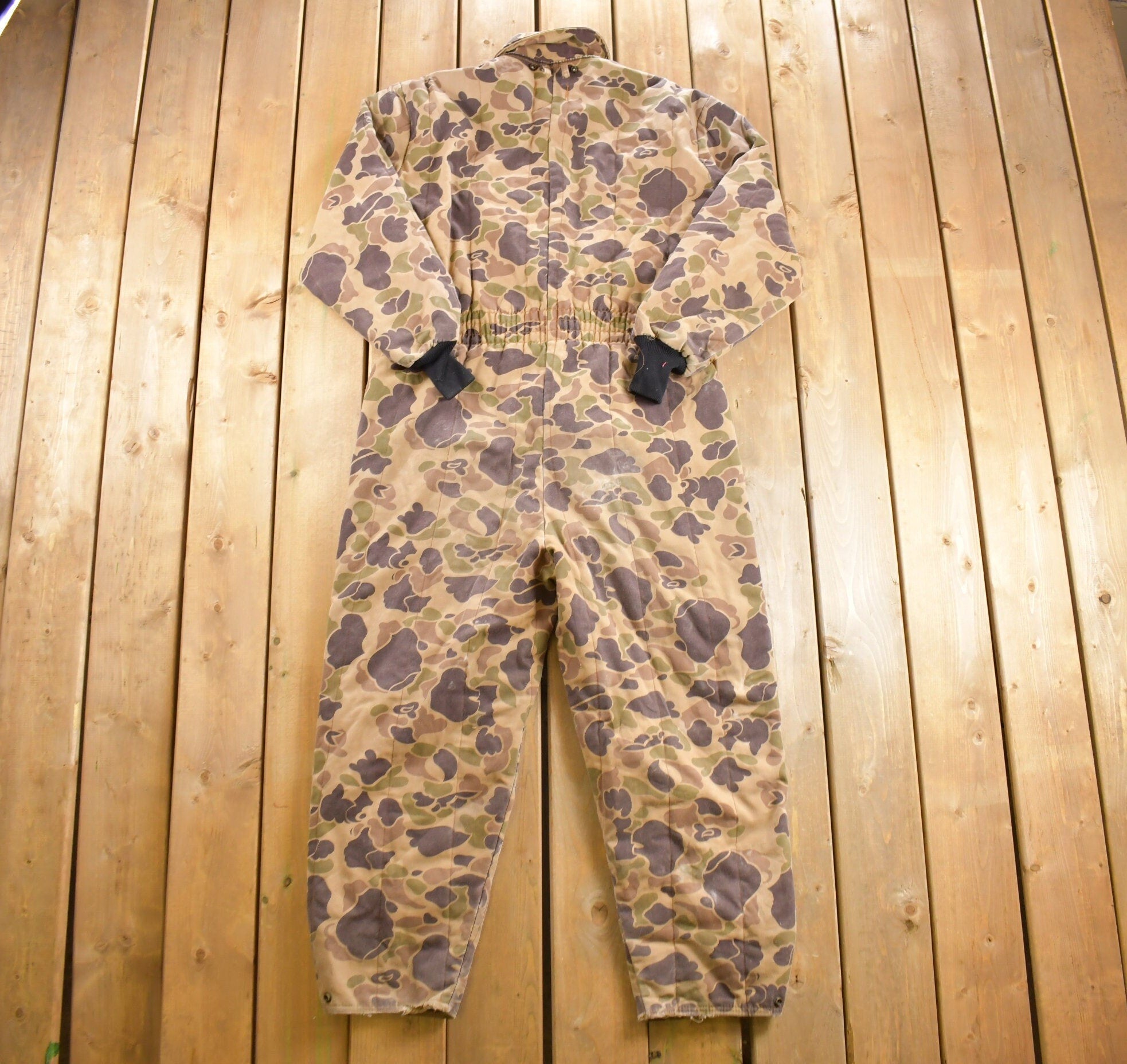 Vintage 1970s Saf T Bak Insulated Duck Camo Coveralls