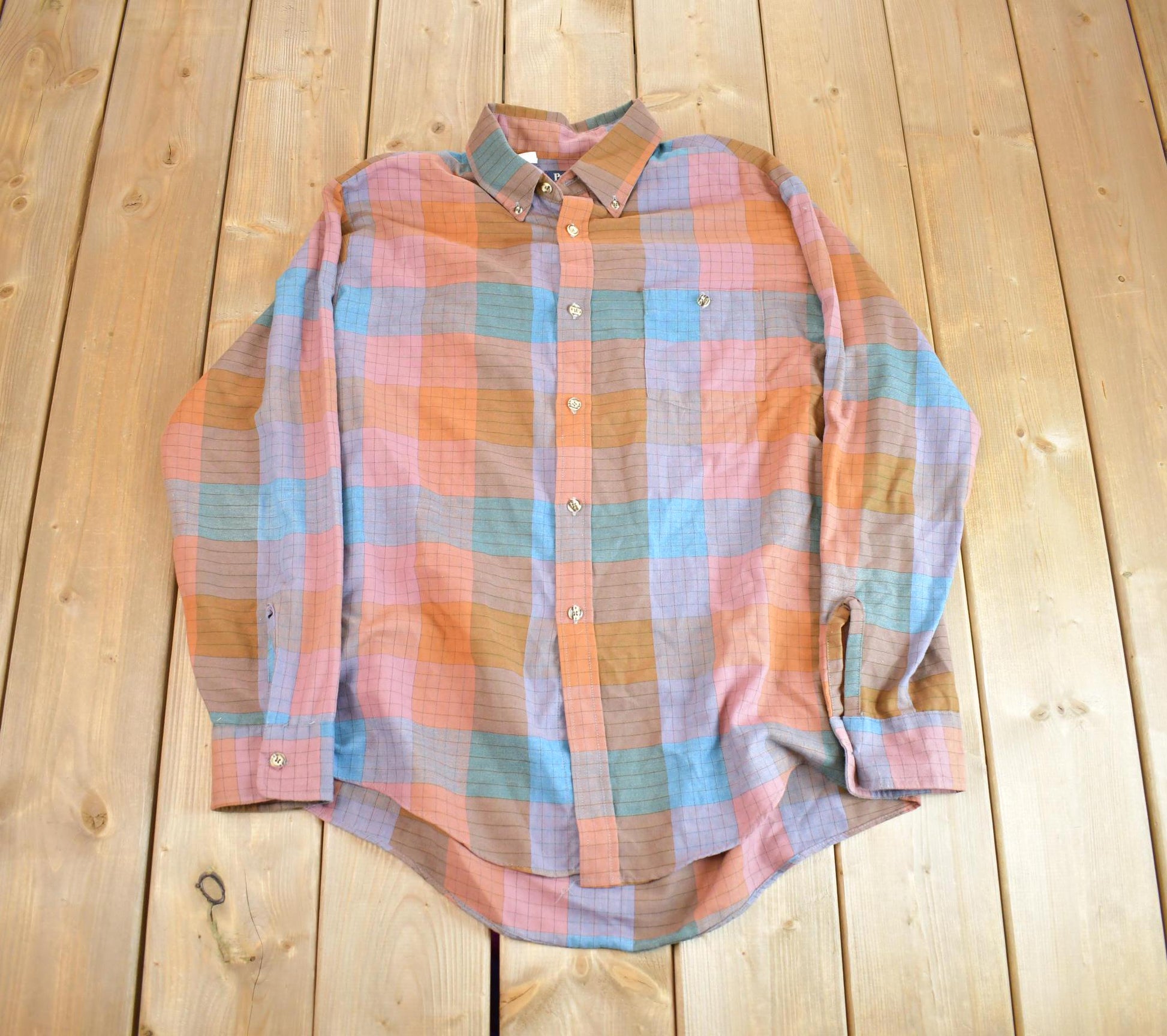 Vintage 1990s Par Four Sportswear Plaid Flannel Long Sleeve Button Up