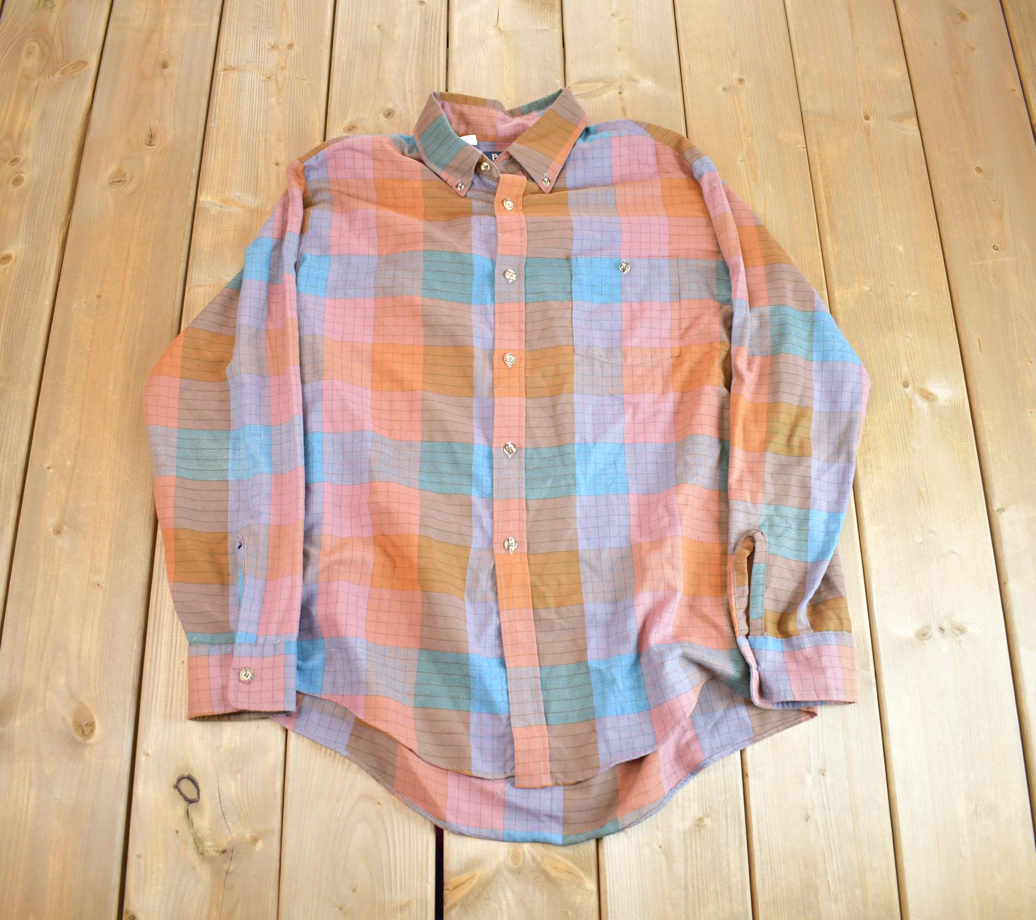 Vintage 1990s Par Four Sportswear Plaid Flannel Long Sleeve Button Up