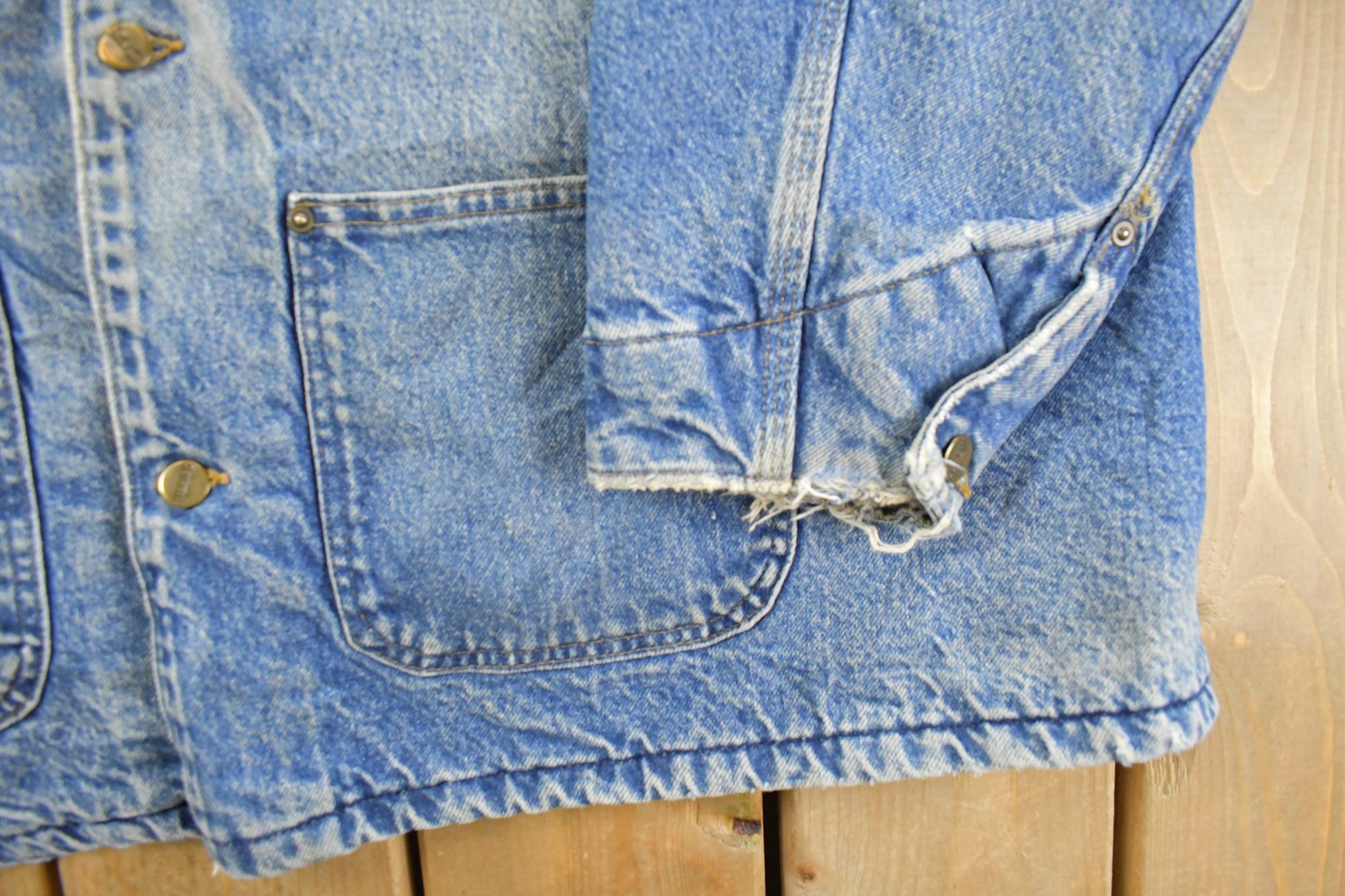 Vintage Carhartt Denim Chore Jacket Blanket Lined Jacket Men's 2XL