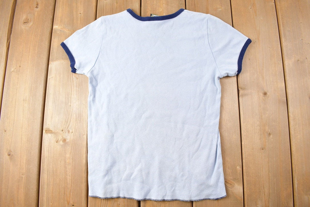 Vintage 1990s Disney Mickey Mouse Pluto Graphic Ringer T-Shirt Cartoon Character Graphic