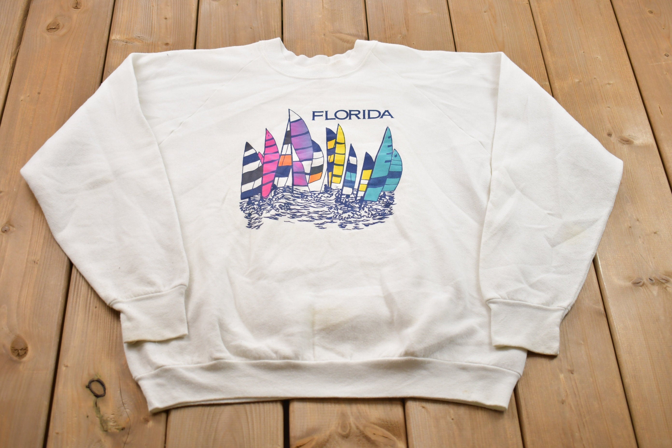 Vintage 1990s Florida Nautical Theme Crewneck Sweatshirt