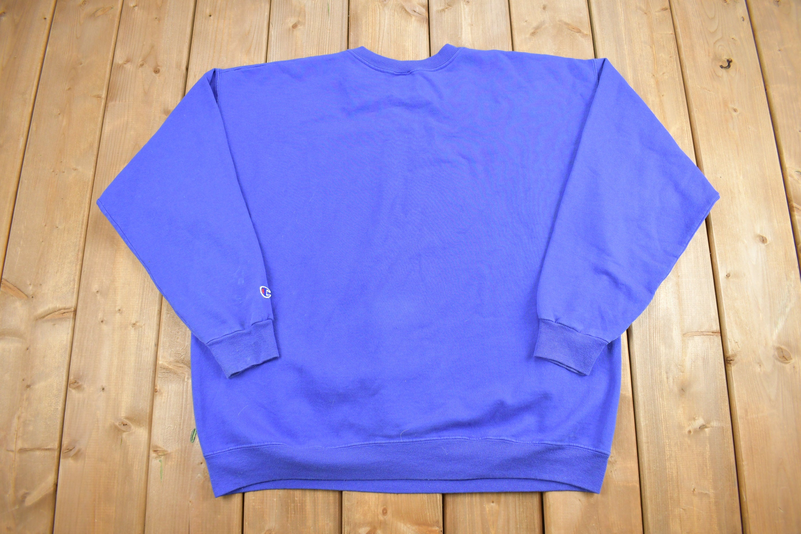 Vintage 1990s Champion Blank Blue Crewneck Sweatshirt